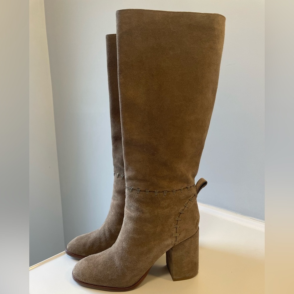 Tory Burch Contraire Leather Suede Block Heel Boots